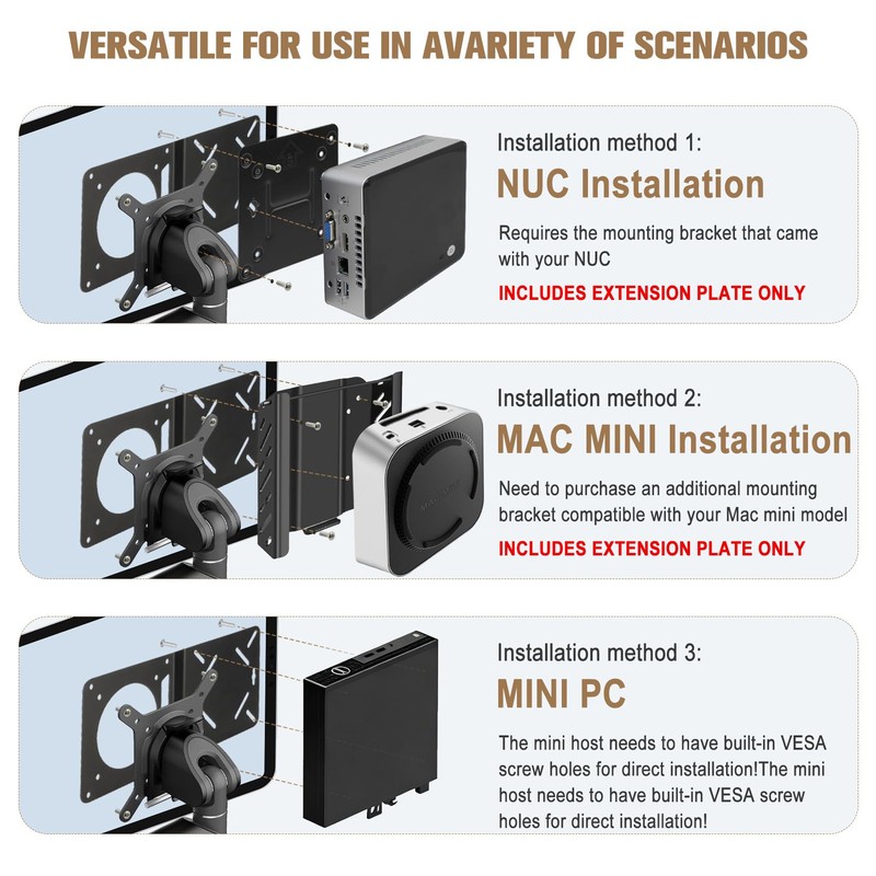 VESA Mount Adapter Plate for Intel NUC & Mac mini