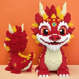 Build Your Own Friendly Red Dragon – The Ultimate Interlocking Bricks Model Kit! (Large Kit | 30cm Tall)