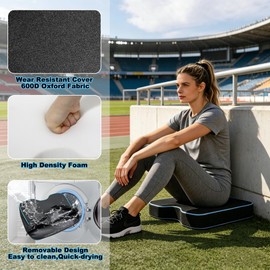 MYDAYS Stadium Seat Cushions for Bleachers 2 Pack with 2.8" Extra Thick High-Density Memory Foam, Portable Comfortable Outdoor Chair Pads for Sporting Events, Travel, Camping (Black) (Black)