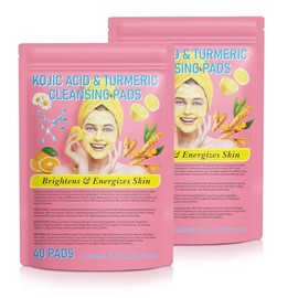 Turmeric Kojic Acid Cleansing Pads，Kojic Acid And Turmeric Cleansing Pads, 80PCS Turmeric Exfoliating Face Scrub Pads, Compressed Turmeric Kojic Acid Pads for Face Dark Spots Balance Skin Oil