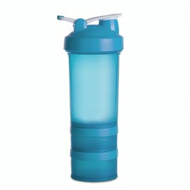 Innovation Botella Mezcladora De Proteína - Bottle Blendder Varios Colores Con 2 Compartimentos Para Suplementos, Agitador y Pastillero (Azul Aqua)