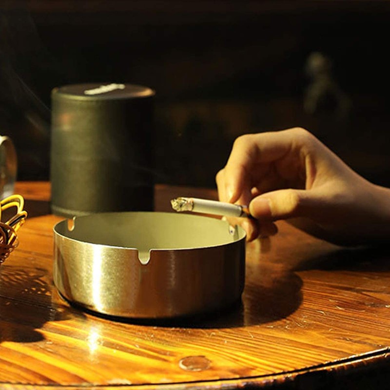 Set of 2 10 cm Stainless Steel Ashtray Modern Tabletop