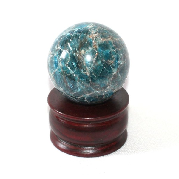 Jet International Crystal Jet Apatite 45-50 mm Ball Sphere Gemstone A+ Hand Carved Crystal Altar Healing Devotional Focus Spiritual Chakra Therapy Booklet Image is JUST A Reference