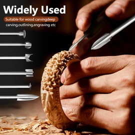 BAIQI Wood Carving Tools Set 6 Different Drill Bits for Rotary Tools DIY Carving Crafts Shape 3mm Shank Diameter Sturdy Steel Culpture Tool Kit (Wood Carving Knife)