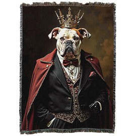 Pure Country Weavers Lord Bulldog Blanket - Royal Gift for Dog Lover - Cotton Tapestry Throw - Made in The USA - 72"x54"