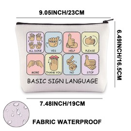 Basic Sign Language Makeup Bag Speech Language Pathologist Gift ASL SLP Gift Speech Therapist Cosmetic Bag (Basic Sign UK)
