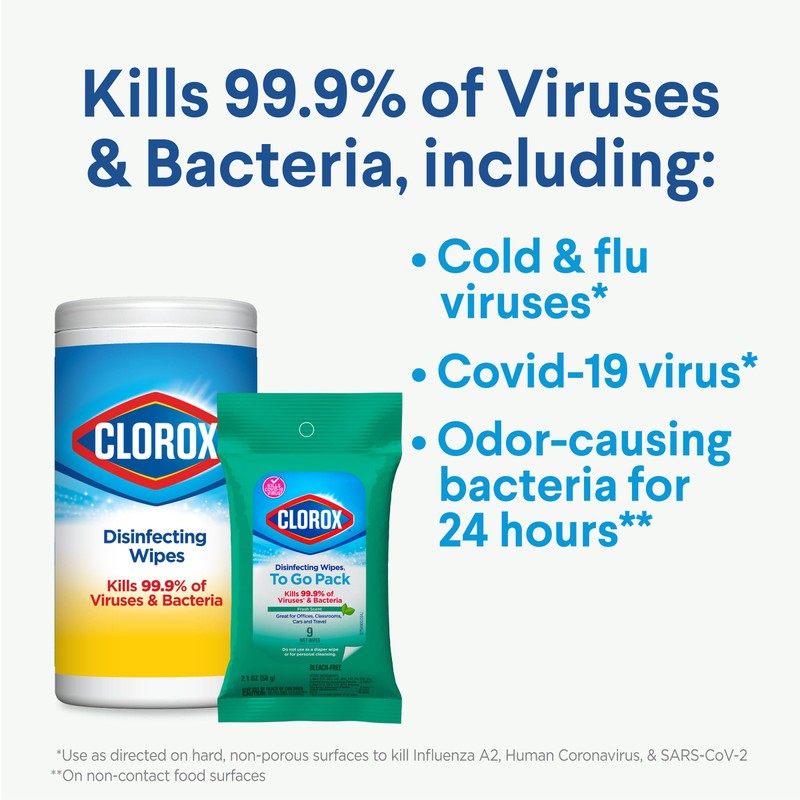 Clorox Disinfecting Wipes To Go Pack, Bleach Free, Fresh Scent,