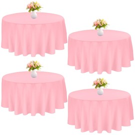 JALANCY 4 Pack 70 Inch Pink Polyester Round Table Cloth Washable Decorative Fabric Table Covers for Wedding Dining Table Buffet Parties Banquet Decor