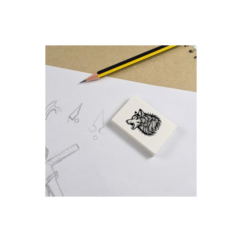 2 x 45mm 'Howling Wolf' Erasers/Rubbers (ER00047819)