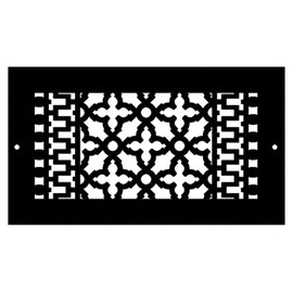 Reggio Registers Scroll 6 x 12 inch Cast Aluminum Grille with Mounting Holes - Black | 814-ABH