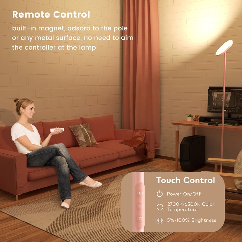 Aovpex Torchiere Floor Lamps, Super Bright Floor Lamps, Dimmable 2700K-6500K