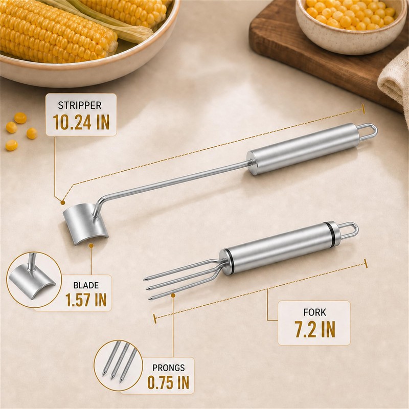 Corn Peeler for Corn on the Cob, 2 Pcs Stainless