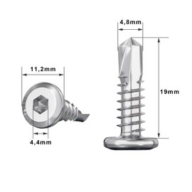 Dayalo Pack of 80 self-tapping screws, M5.5 x 19 mm, self-tapping screws, stainless steel, flat head hexagon socket screws, drilling screws, with hexagon socket drill