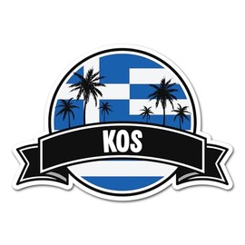 Kos Vinyl Sticker Greek Flag City Palm Tree Travel Holiday Geography Location Decal Scrapbook Decal 2x10cm #83270