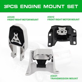 Engine Motor and Transmission Mount Kit Compatible with 2013-2019 Escape 2.0L Turbocharged Engine & 2013-2019 Escape 2.5L Engine & 2014-2022 Transit Connect 2.5L OE A5631 A5520 A5612 Set of 3