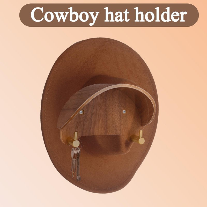 yunmanqiji 2 Pack Cowboy Hat Rack, Wooden Satin Finish Hat