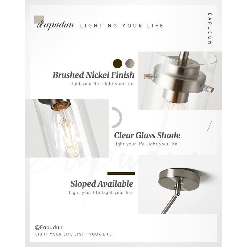 EAPUDUN Pendant Light (2 Packs), Kitchen Lights Ceiling Hanging, Kitchen