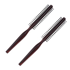NOLITOY Natural Pear Wood Rolling Hair Comb Set 2pcs Round Hairdressing Brush for Blow Drying Curly Hairstyles for Thick Hair and Salon Use