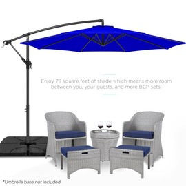 Best Choice Products 10ft Offset Hanging Market Patio Umbrella w/Easy Tilt Adjustment, Polyester Shade, 8 Ribs for Backyard, Poolside, Lawn and Garden - Resort Blue