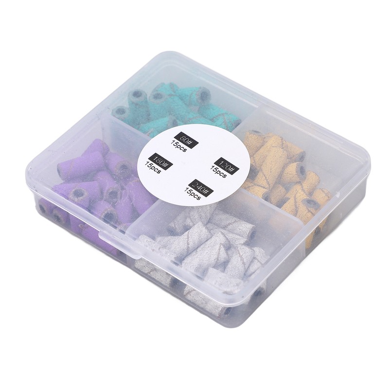60pcs Nail Sanding Bands with Mandrel Bit Manicures Tool Professional