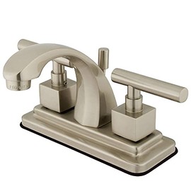 Kingston Brass KS4648CQL Claremont 4-Inch Centerset Lavatory Faucet with Brass Pop-Up, Brushed Nickel