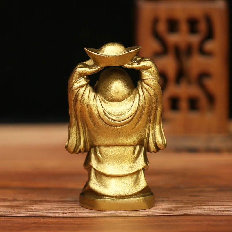Pop Top Brass Statue Feng Shui Ornament Laughing Buddha Holding