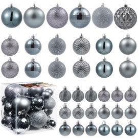 LANGXUN 36pcs Christmas Tree Decorations Balls 2024, Bolas De Navidad - 6pcs 3.2'', 12pcs 2.4'', 18pcs 1.6'' - Shatterproof Christmas Ball Ornaments, Christmas Decor (Mixed Size-36pcs, Grey)