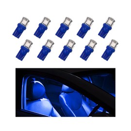 BWBWND 10 PCS LED Light Bulb for Car, Super Bright T10 5050 Wedge 5-SMD LED Replacement, 12V Error Free Miniature Bulbs for Vehicle Interior Dome Map Door Dashboard Lights (Blue)