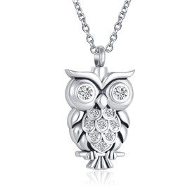 YQSLIN Owl Cremation Necklace for Ashes Pendant Necklaces Animal Memorial Keepsake Jewelry for Pet for Men Women, YQ-NY-URN-052