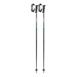 LEKI QNTM Lightweight Aluminum Ski Poles for Alpine Skiing - Black-Llight Anthracite-Cyan - 125 cm