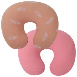 Onacosht Muslin Nursing Pillow Cover Ultra Soft Breastfeeding Pillow Covers for Baby Boy and Girl, 2 Pack Feather and Pastel Violet