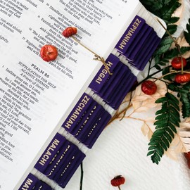 UPAFEXXI-Leather Bible Tabs, Bible Tabs for women and men(Gold Foil Lettering) Large Print Stickers, Easy to Read and Apply, 80 Chapters Labels for Easy Navigation(Purple)