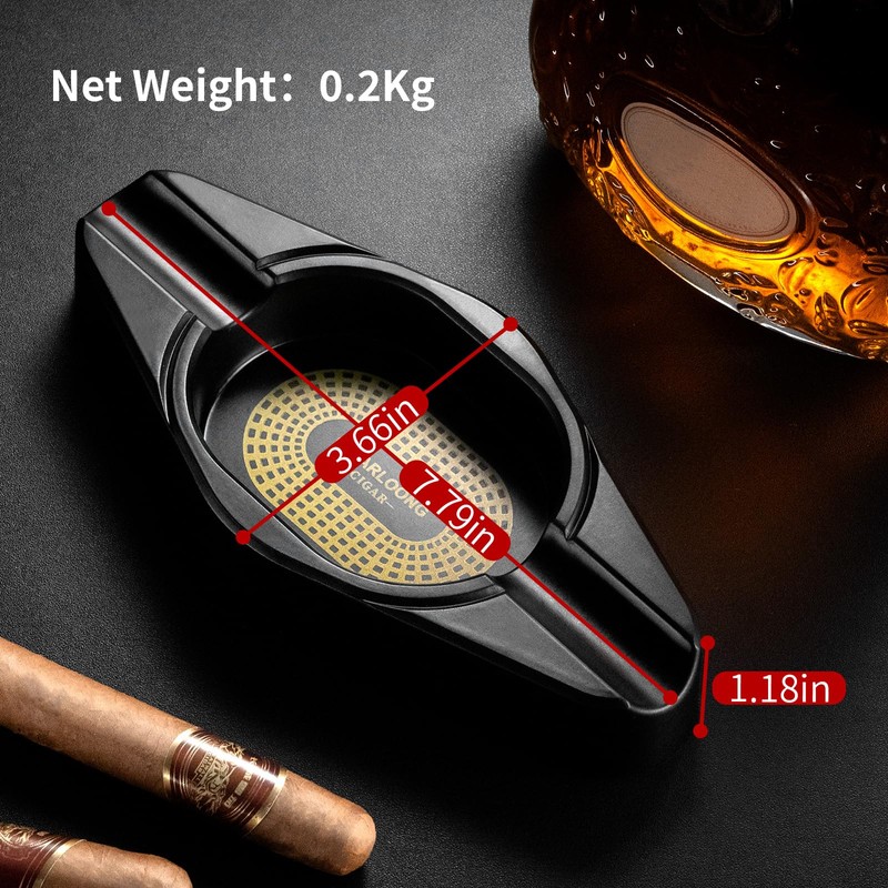 CIGARLOONG Cigar Ashtray with 2 Holders Travel Ash Tray for