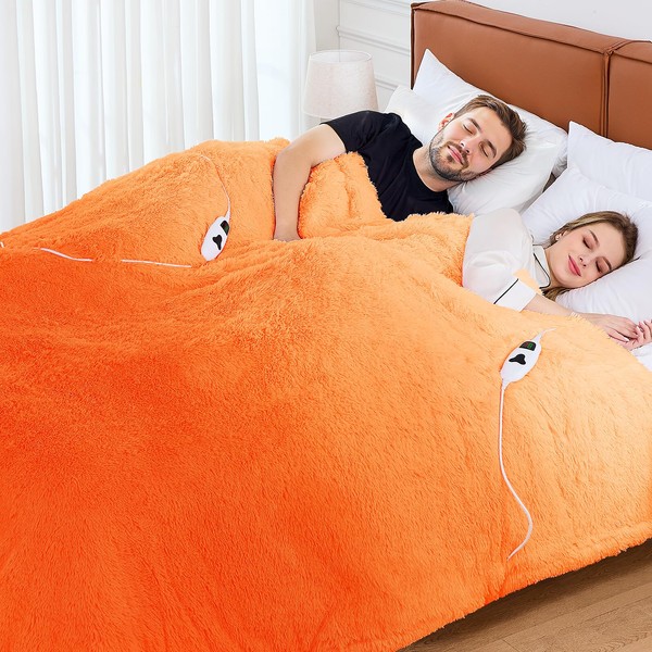 RUJIPO Heated Electric Blanket Queen–Faux Fur with Soft Thick SherpaWarm