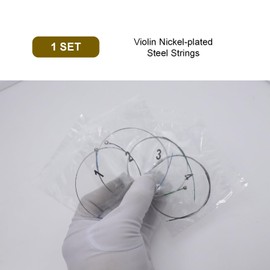 Cheerock 1 Set Violin Strings, Universal Nickel-plated Steel Strings G-D-A-E for 4/4 3/4 1/2 1/4 Size Violins, Medium Tension with Ball End, Responsive, Improve Tone & Playability
