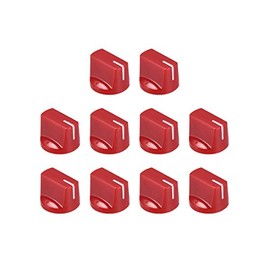sourcing map 10Pcs 6.4mm Shaft Hole Guitar Ampere Effect Pedal Knobs Pointer Control Knobs with Set Screw Red