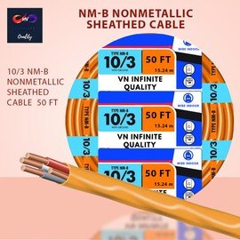 VN Infinite quality 10/3 NM-B Sheathed Cable - Non-Mettalic with Ground Residential Indoor Electrical Wire Type NM-B Orange (50 Ft)