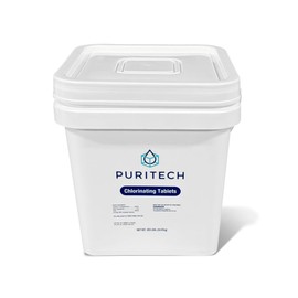 Puri Tech Pool Chemicals 3‑Inch Stabilized Chlorine Tablets for Swimming Pools - Individually Wrapped, Slow‑Dissolving, Long‑Lasting Pool Sanitizer - 90% Available Chlorine - Tri-Chlor - 20 Pounds