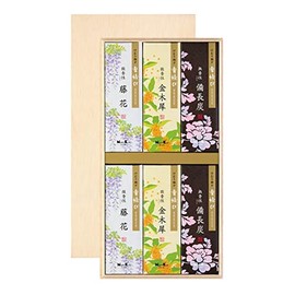 [Made in Japan] Incense Knot Sack, Very Small, Assorted 3 Types of Wisteria Flower, Osmanthus and Binchotan Coal, Scent-Reducing Incense Incense, Wooden Box Sack, Pack of 6