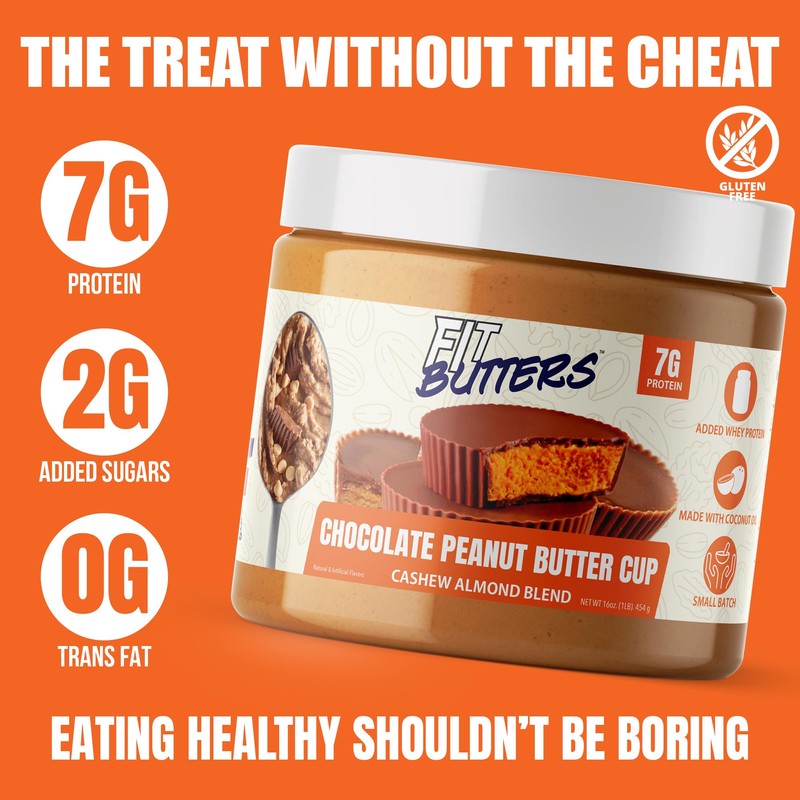Fit Butters Chocolate Peanut Butter Cup Cashew Almond Butter Spread,