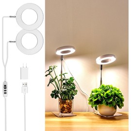 Brightown Plant Grow Light, LED Growing Light for Indoor Plants, 2 Head 96 LED Adjustable Height Growing Lamp with Timer, 3 Dimmable Brightness Levels