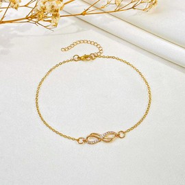 Artmiss Infinity Anklet Bracelet Endless Love Symbol Ankle Bracelet Adjustable Rhinestones Foot Jewelry for Women Gifts (Silver)