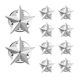 YAFIYGI 10 Pcs Star Pins Silver Lapel Pin Bulk Brooch Push Pin Award Badge for Honor Dance Party Costume Accessories Patriotic Events Decoration and Memorial Day Celebration