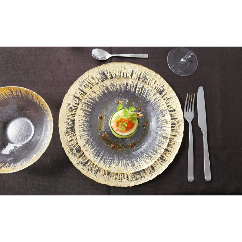 Vetro Felice 349122P Medium Plate Western Tableware Plate, Gold, 8.5