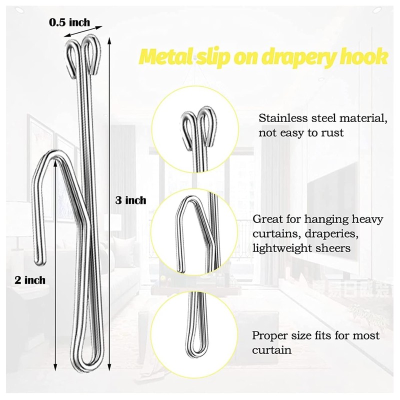 Slip on Drapery Hooks 3 INCHES (7.5 CM). Holiday Decoration
