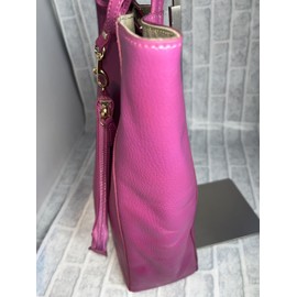 Rebecca JT-240322 Vertical Tote Bag with Pouch, Genuine Cow Leather, Shrink Leather, Women's, Men's, Cowhide Leather, Tote Bag, Unisex, Unisex, Pink