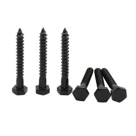 LBY 20pcs Lag Screws, 1/4" x 2" Hex Head Lag Screws Bolts (with Washers), Heavy-Duty Wood Screws for Decking & Structural Fastening, 304 Stainless Steel, (Black)