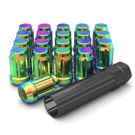 White Knight 3804SNEO-20AM Neo Chrome 1/2"-20 Spline Lug Nut with Key, 20 Pack (for AFTERMARKET Wheels with Smaller 0.80" Diameter Seating)
