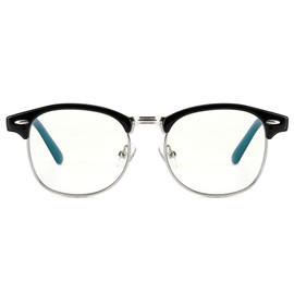 Cyxus Men Blue Light Blocking Glasses Computer gaming Glasses Classic Half Frame Glasses 8056 Blue