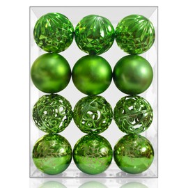 COMONS 24ct Green Christmas Balls Tree Pendants Shatterproof Ornaments Seasonal Decorations for Tree Decor,Holiday and Xmas(Green, 2.36''/60mm)